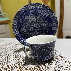 Blue Floral Tea Cup and Saucer Set